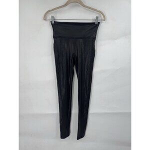 Spanx Faux Leather Leggings Women Small Black Stretchy Skinny Pull On Shiny